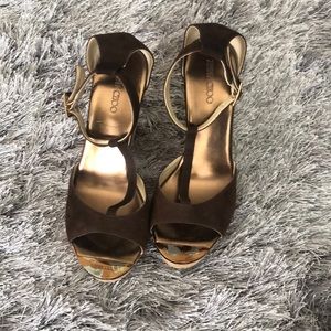 Jimmy Choo brown suede wedges 39.5